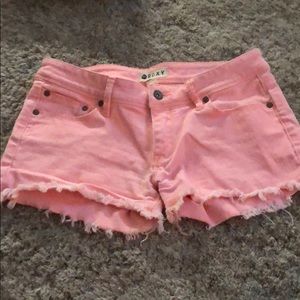 Roxy Shorts - Roxy cutoff Jean shorts! Gorgeous color coral Roxy Shorts - Roxy cutoff Jean shorts! Gorgeous color coral